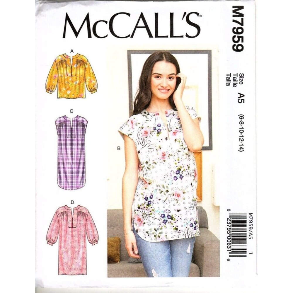McCall's M7959 Misses 6 to 14 Top, Tunic and Dress Uncut Sewing Pattern